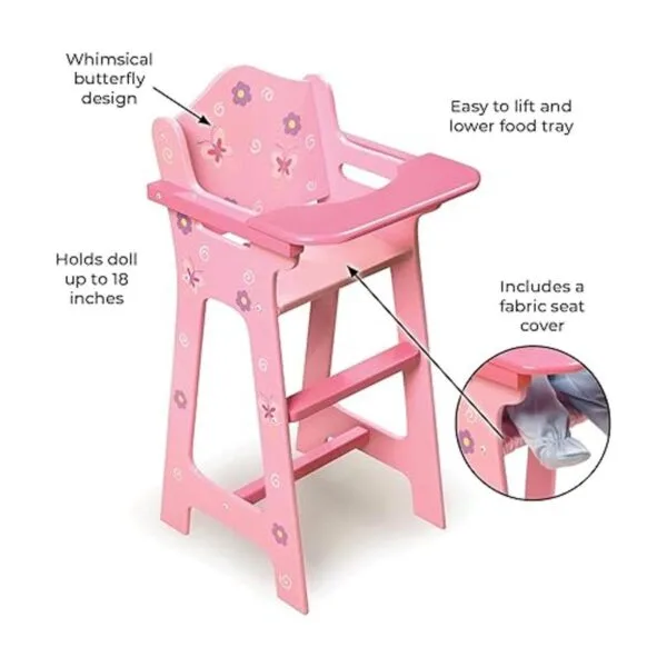Badger Basket Silla alta de muñeca de madera rosa para_5