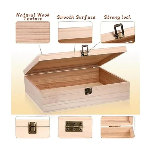 Yookeer Cajas de madera sin terminar con tapa con_4