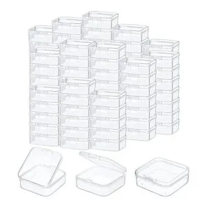 100 piezas pequeñas de plástico transparente con tapa con_1