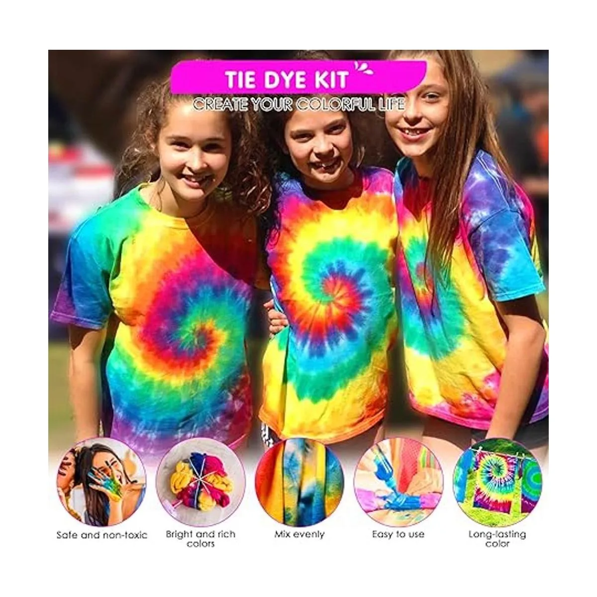 HTVRONT Kit de teñido anudado 32 botellas rellenadas de_5