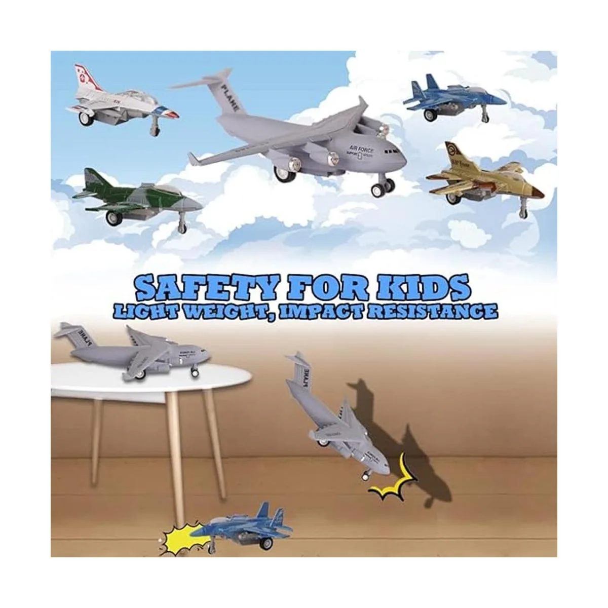 Crelloci Paquete de 5 juguetes de avión de tracción_6