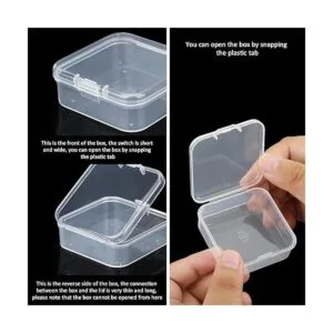 100 piezas pequeñas de plástico transparente con tapa con_7