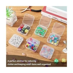 100 piezas pequeñas de plástico transparente con tapa con_4