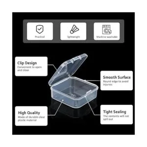 100 piezas pequeñas de plástico transparente con tapa con_6