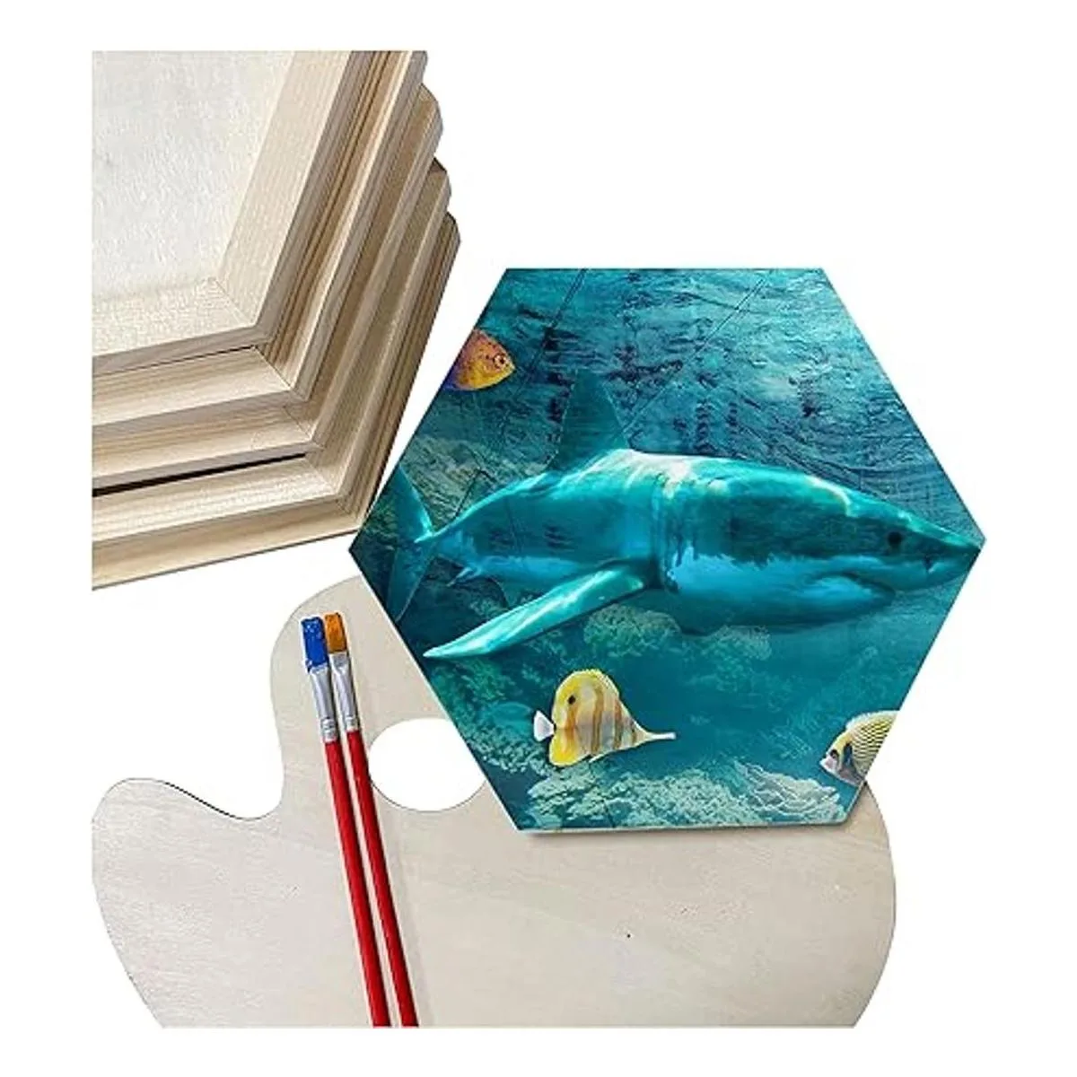 Lienzo de madera hexagonal para manualidades tableros de_3