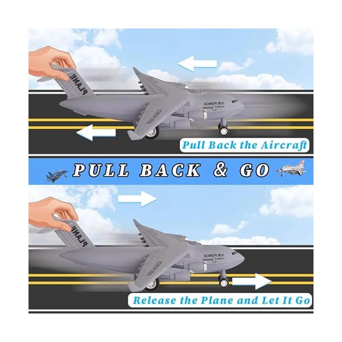 Crelloci Paquete de 5 juguetes de avión de tracción_5