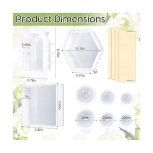 Potchen 3 moldes de silicona grandes para resina brillante_2