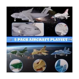 Crelloci Paquete de 5 juguetes de avión de tracción_3