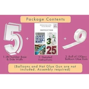 Marco de globo de mosaico de 3 pies con número 5 kit_3