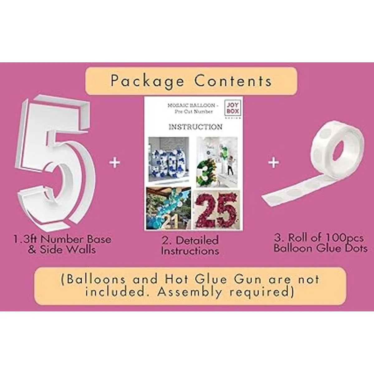 Marco de globo de mosaico de 3 pies con número 5 kit_3