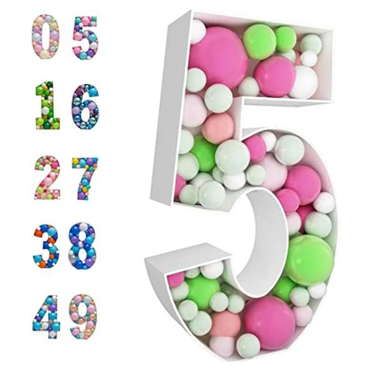 Marco de globo de mosaico de 3 pies con número 5 kit_1