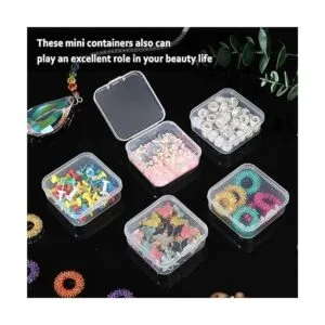 100 piezas pequeñas de plástico transparente con tapa con_5