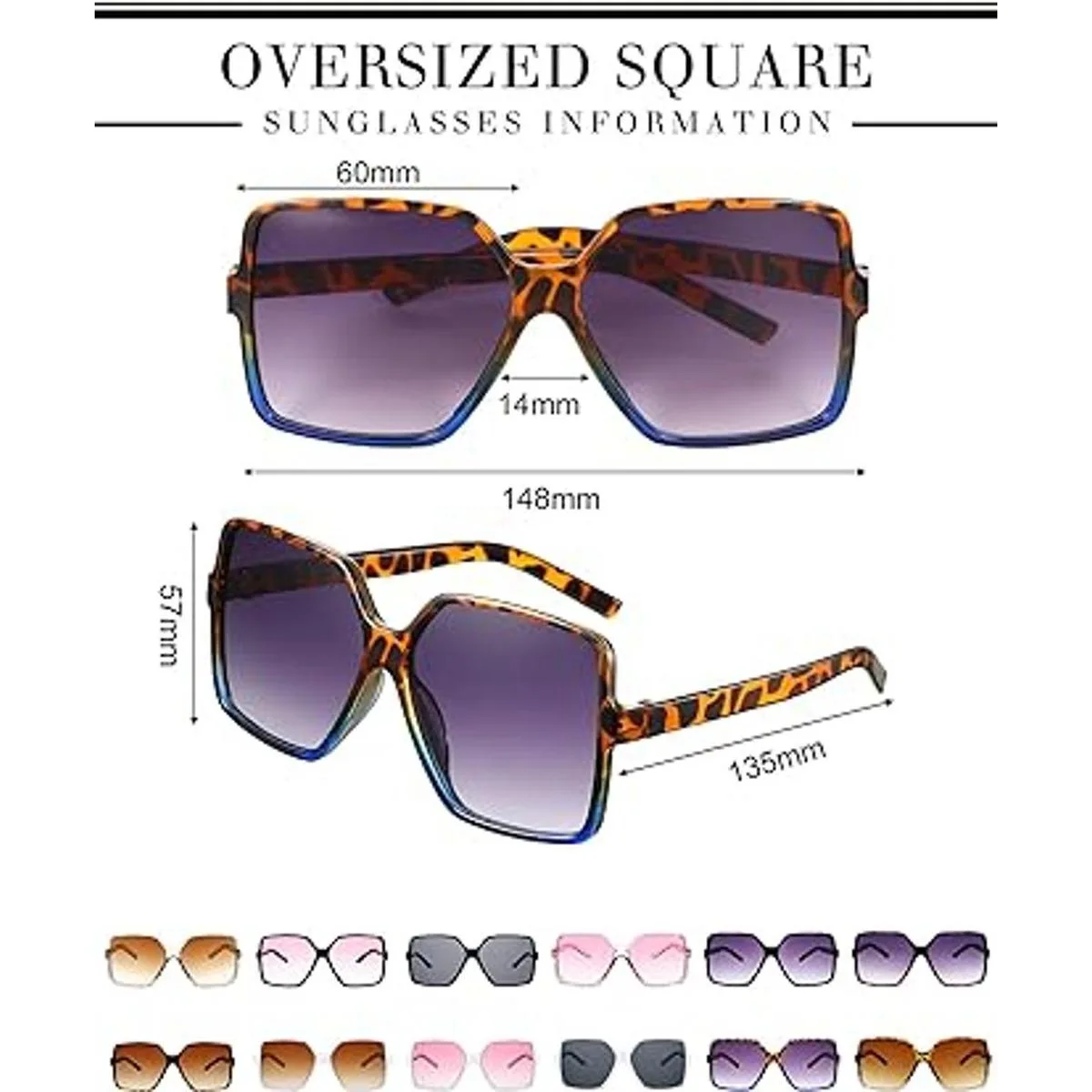 12 pares de gafas de sol cuadradas de gran tamaño para_2