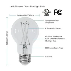 Bombillas LED negras con filamento bombilla negra UV de_4