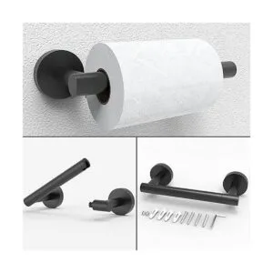 RARXTR Soporte de papel higiénico negro mate y anillo de_4