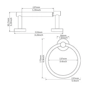RARXTR Soporte de papel higiénico negro mate y anillo de_6