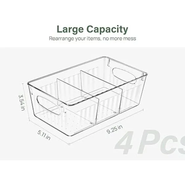 Kootek 4 Pack Clear Pantry Organization and Storage Bins_2