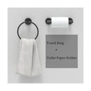 RARXTR Soporte de papel higiénico negro mate y anillo de_3
