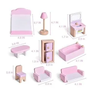 FUN LITTLE TOYS Juego de 4 muebles de madera para casa de_5