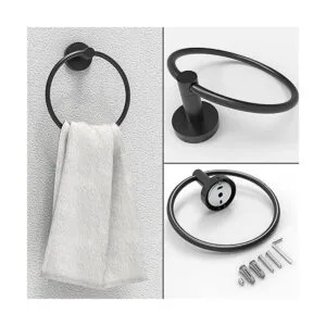 RARXTR Soporte de papel higiénico negro mate y anillo de_5