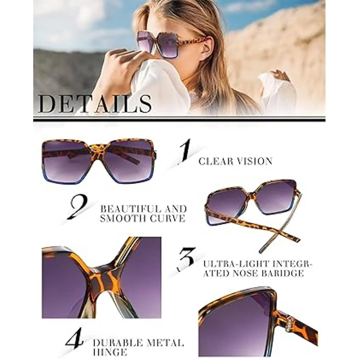 12 pares de gafas de sol cuadradas de gran tamaño para_3