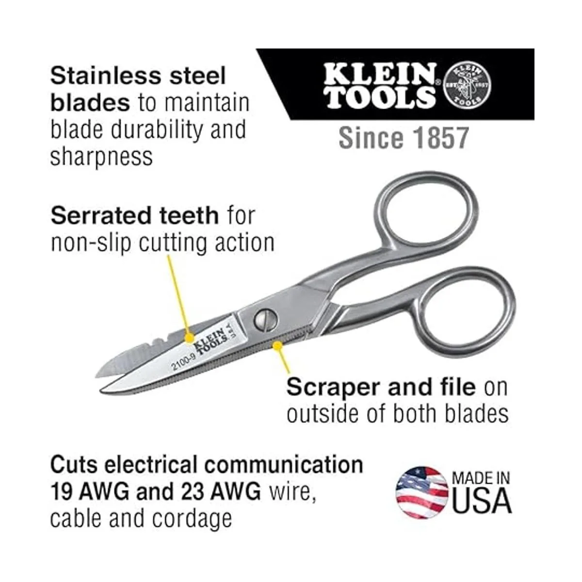 Klein Tools Tijeras de electricista de acero inoxidable_2