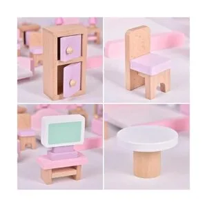 FUN LITTLE TOYS Juego de 4 muebles de madera para casa de_6