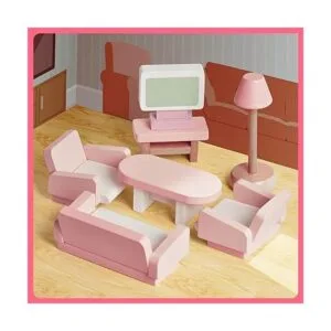 FUN LITTLE TOYS Juego de 4 muebles de madera para casa de_2