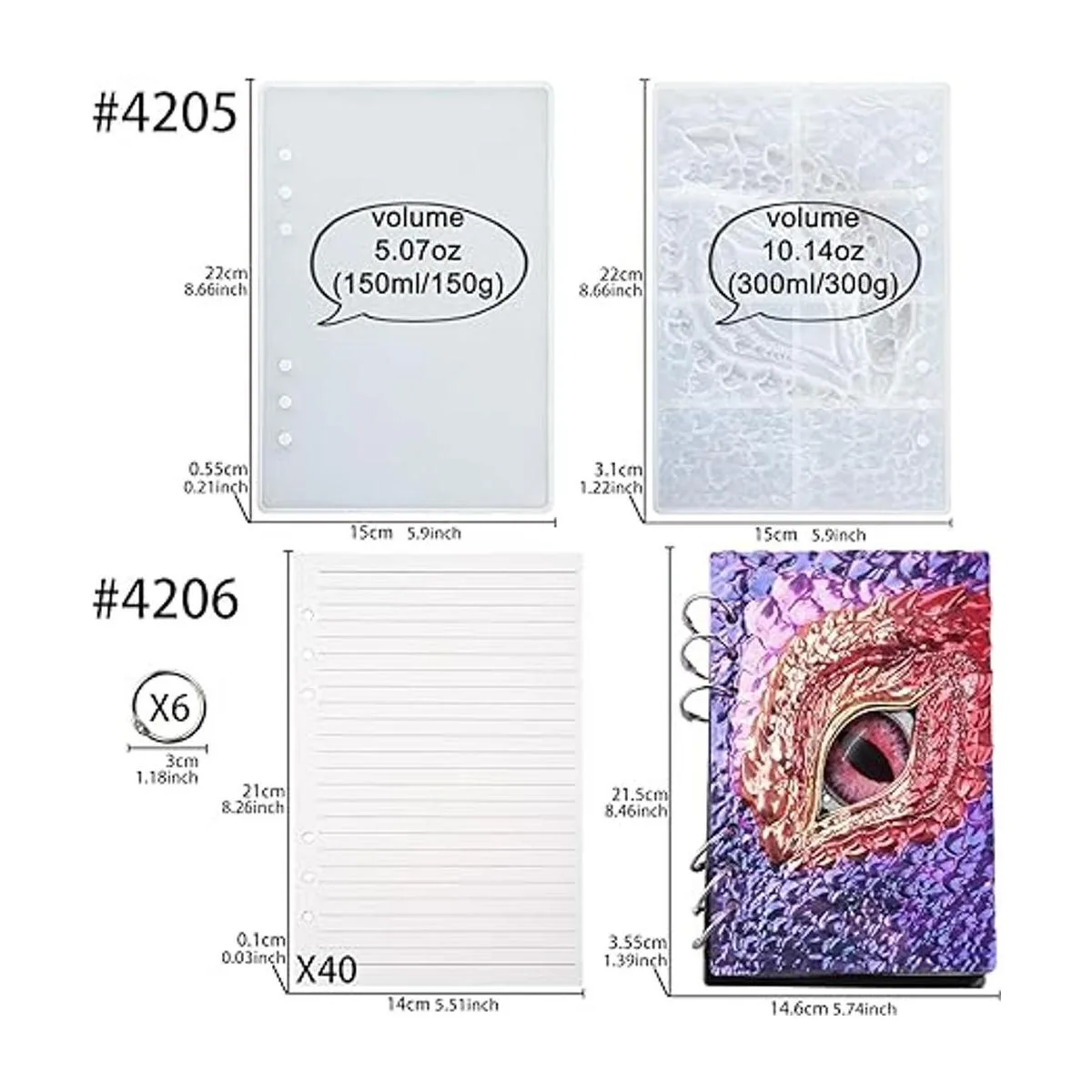 Juego de 48 moldes de silicona de resina para cuaderno de_2