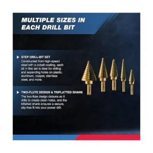 Neiko Juego de brocas escalonadas de titanio 10197A de_2