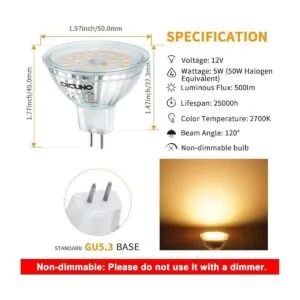 DiCUNO MR16 Bombillas LED de 12 V 50 W equivalentes a_2
