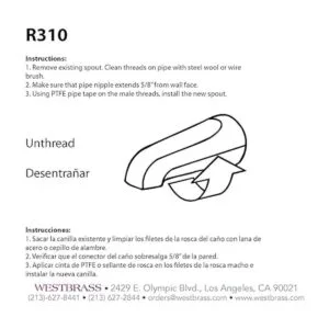Westbrass D310 ducha Accesorios 5 12in latón tina_4