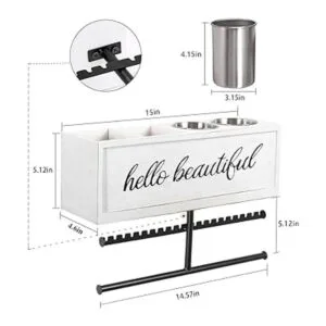 Soporte de secador de pelo rústico montado en la pared_7