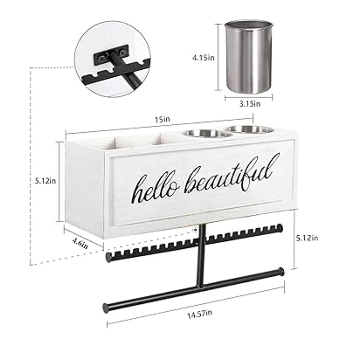 Soporte de secador de pelo rústico montado en la pared_7