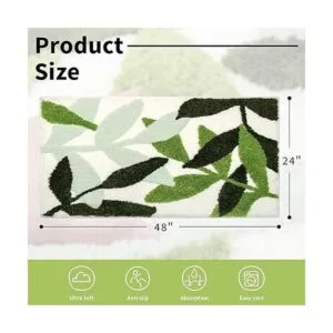 Leaves Alfombra larga de baño color verde extra grande_3