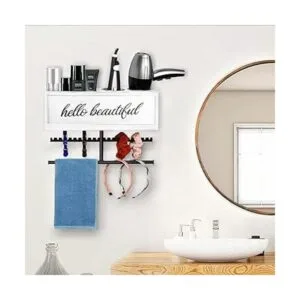 Soporte de secador de pelo rústico montado en la pared_3