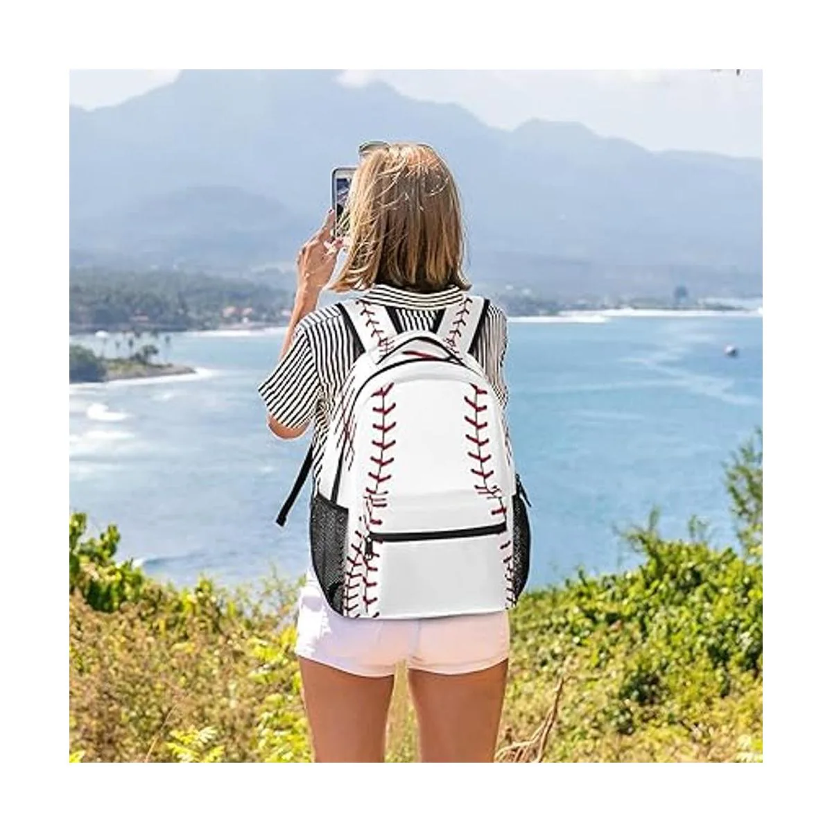 Mochila grande con estampado de pelota de béisbol bolsa_6