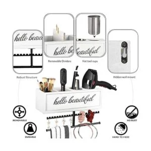 Soporte de secador de pelo rústico montado en la pared_4