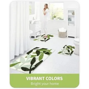 Leaves Alfombra larga de baño color verde extra grande_4