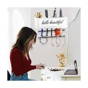 Soporte de secador de pelo rústico montado en la pared_5