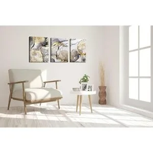 Arte de pared abstracto dorado 3 piezas arte moderno_4