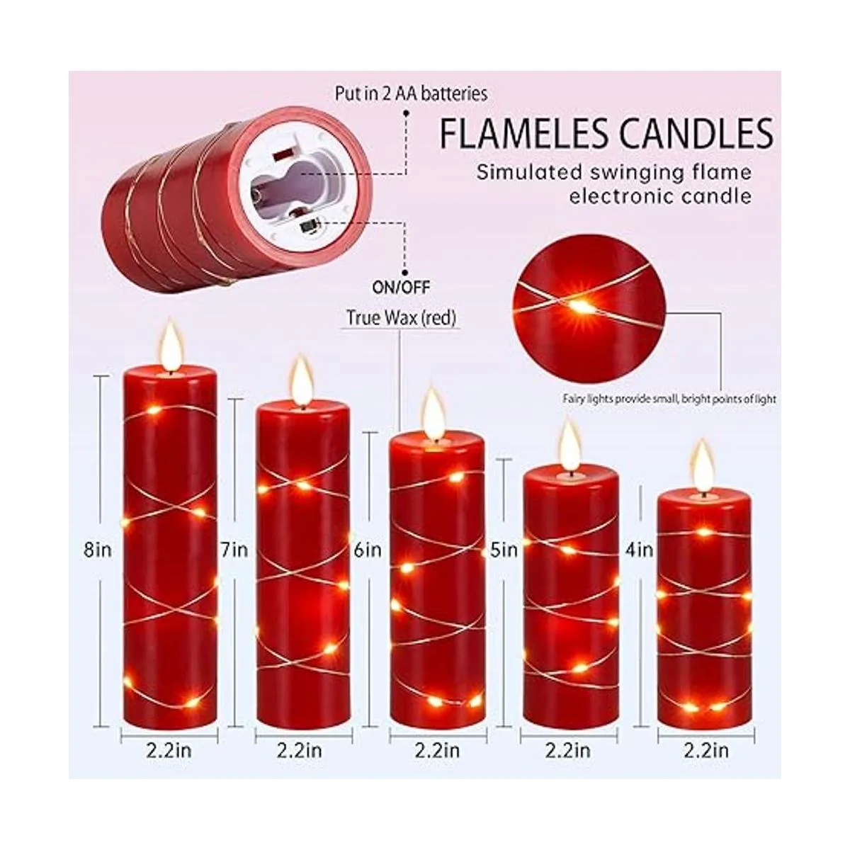 Velas rojas sin llama velas de batería velas_6