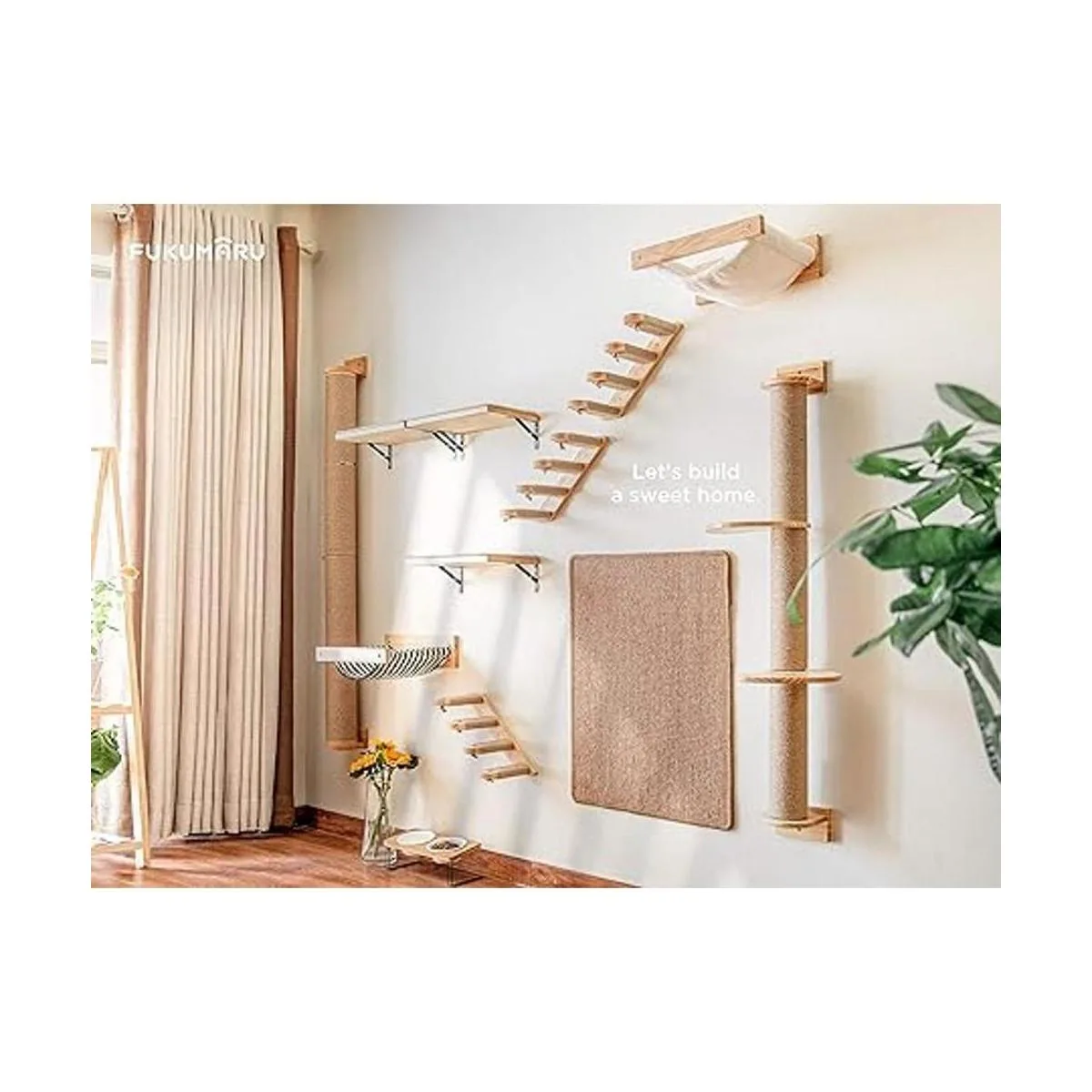 FUKUMARU Cat Hammock Wall Mounted Large Cats Shelf Modern_6