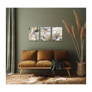 Arte de pared abstracto dorado 3 piezas arte moderno_6