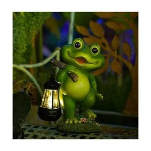 CFFOWNUG Decoración de jardín de rana con linterna solar_2