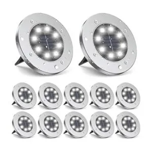 ZGWJ Luces solares de tierra 12 paquetes de 8 luces LED_1