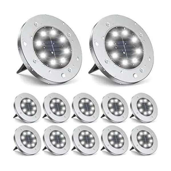 ZGWJ Luces solares de tierra 12 paquetes de 8 luces LED_1