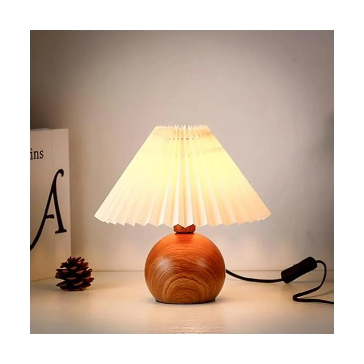 Lámpara de mesa plisada pequeña lámpara moderna de mesita_6