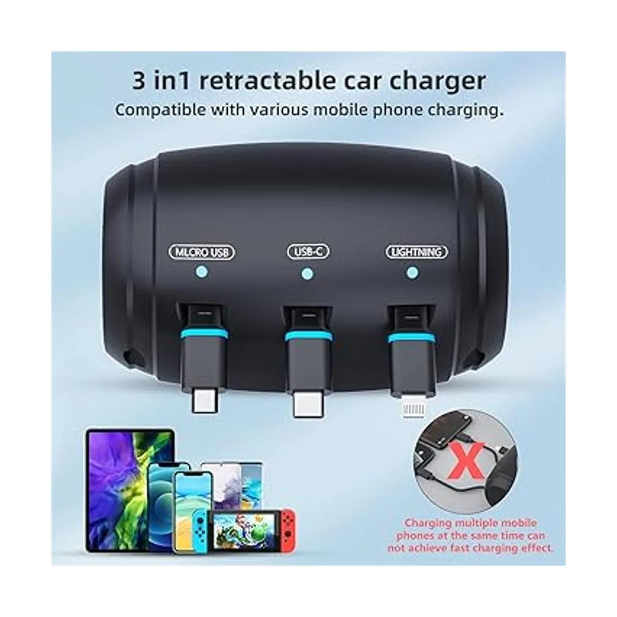 Multi Car Retractable Charging Station Box 3 in 1 Car_2