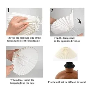 Lámpara de mesa plisada pequeña lámpara moderna de mesita_5